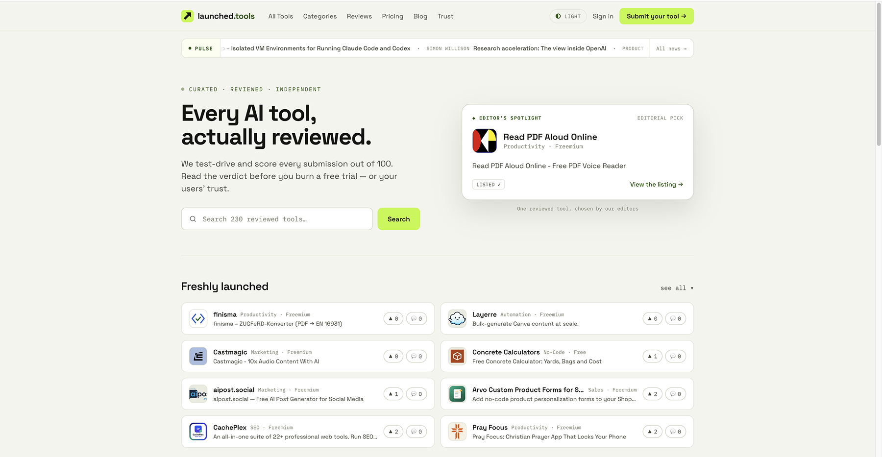Launched Tools screenshot