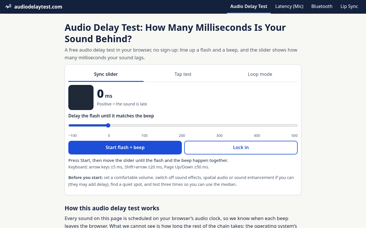 Audio Delay Test screenshot