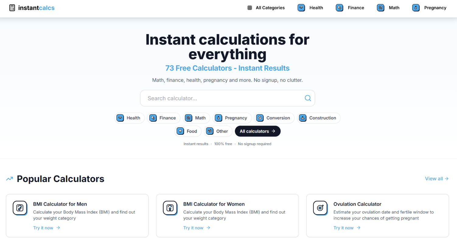 InstantCalcs screenshot