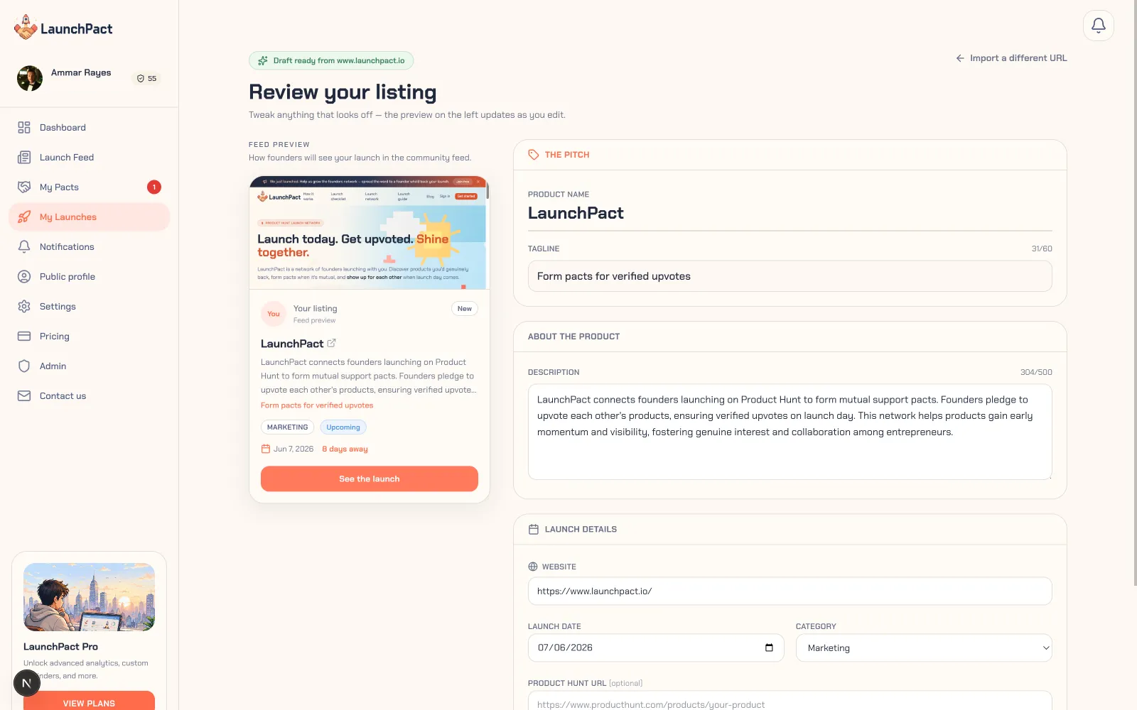 LaunchPact screenshot